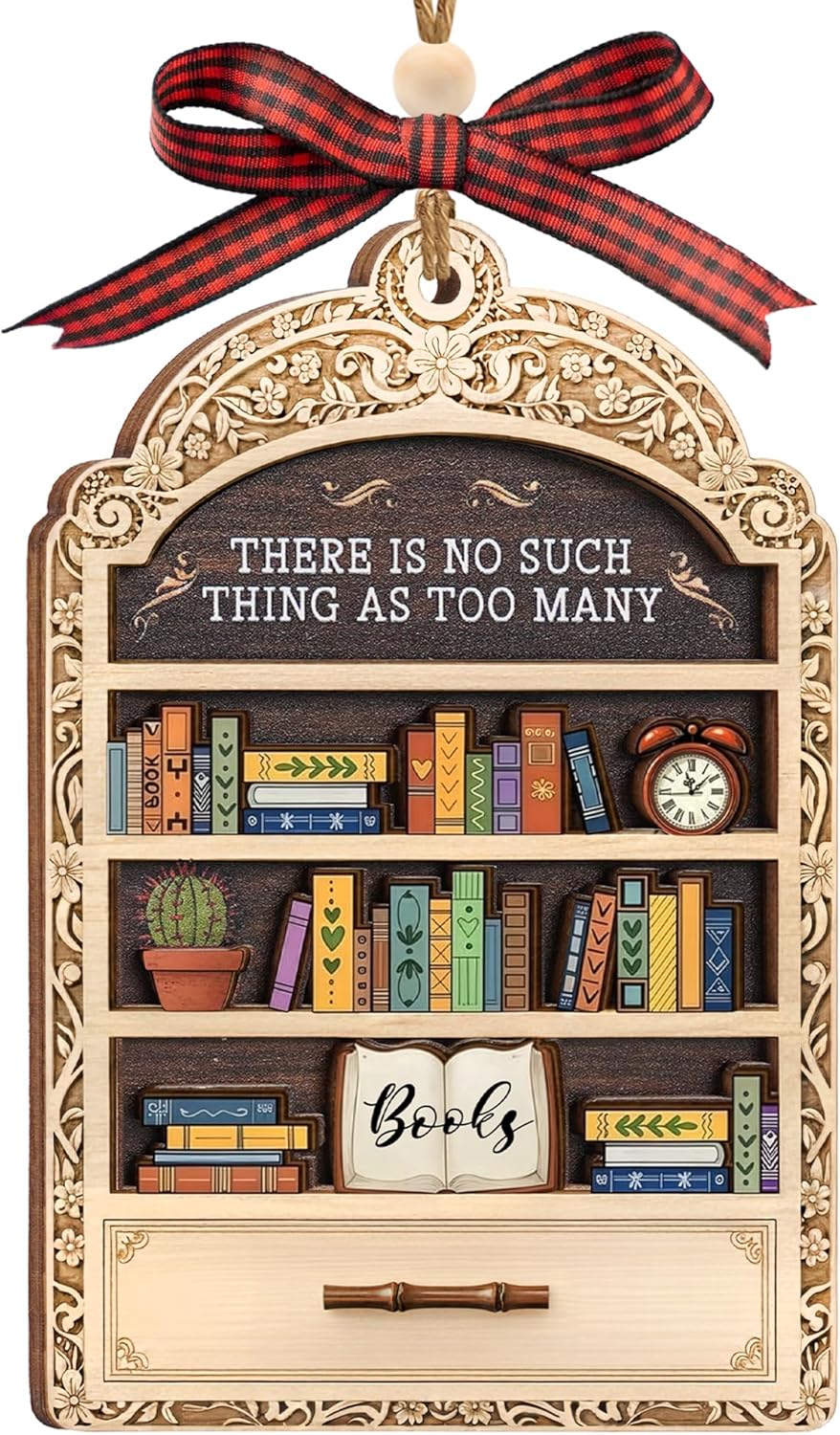 Book Lovers Gifts for Women, Valentines Day Gifts for Teacher, Librarian, Reader, Bookworm, Book Ornament Faux Stained
