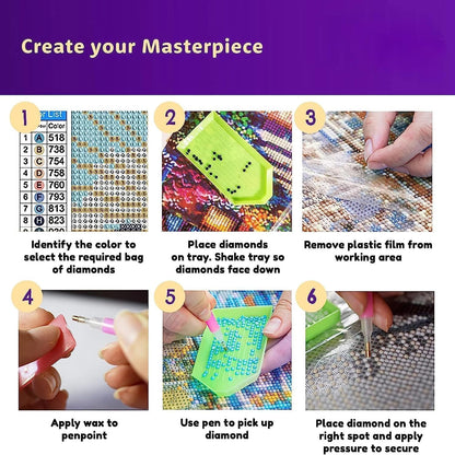 DOTZSO 6 Pack Diamond Painting for Adults 5D Diamond Painting Kit DIY Full Diamond Art kit with Diamond Painting Crystal Art and Craft for Beginners 12x16 inches (Landscape)