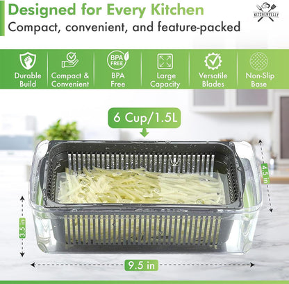 Skiennix 16-in-1 Vegetable Chopper - Easy Meal Prep Tool with 8 Stainless Steel Blades | Green