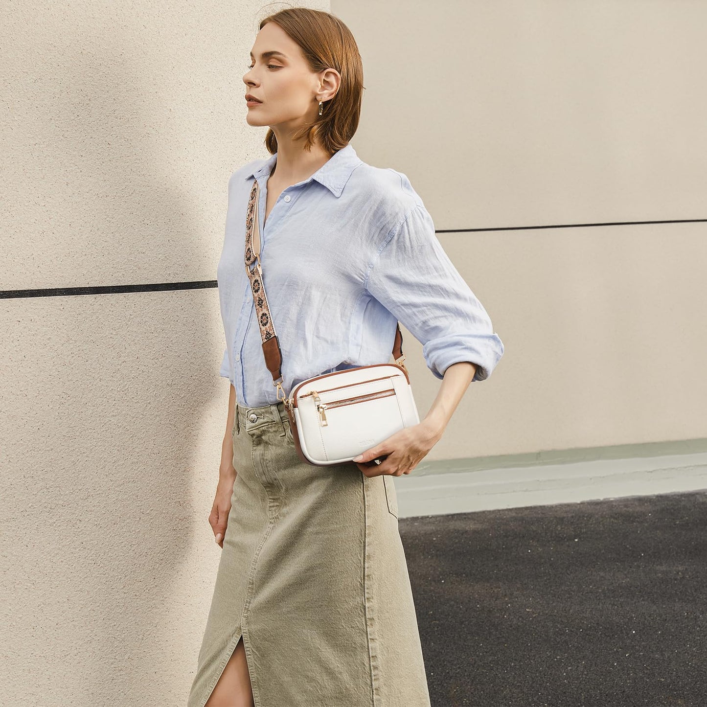 Telena Small Crossbody Bags For Women Vegan Leather Crossbody Purse With Adjustable Wide Strap For Daily Life