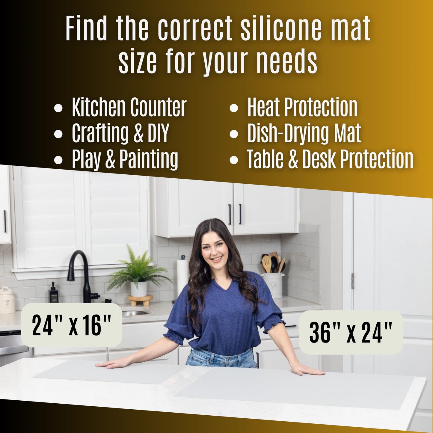 Extra Large Silicone Mats for Crafts with "Edge Protection" – Silicone Table Mat – Multipurpose Heat Resistant Silicone Mat – No Folds or Wrinkles – 1.5mm Thick, 36"x24", Translucent