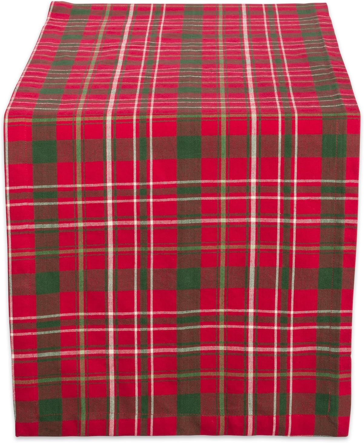 DII Holiday Dining Table Linen Collection - Christmas Table Runner, 14x108, Tartan Holly Plaid, Red & Green