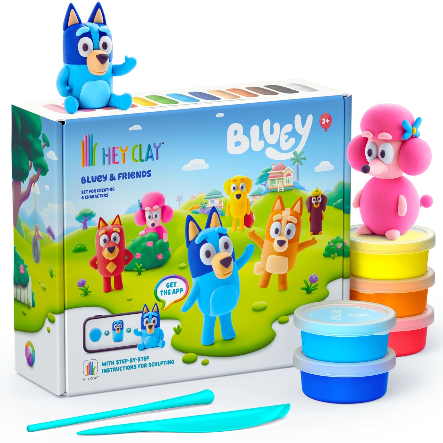 HEY CLAY Bluey & Friends - Air-Drying Clay for Kids - Arts and Crafts Creative Modeling Clay Kit Children Ages 4-8 (Full Set (6 Characters))