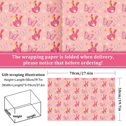 Whaline 12 Sheet Groovy Hippie Wrapping Paper 4 Style Boho Rainbow Daisy Pattern Packaging Paper Retro Groovy DIY Art Craft Sheets for Birthday Baby Shower Party, 19.7 x 27.6 Inch, Folded Flat