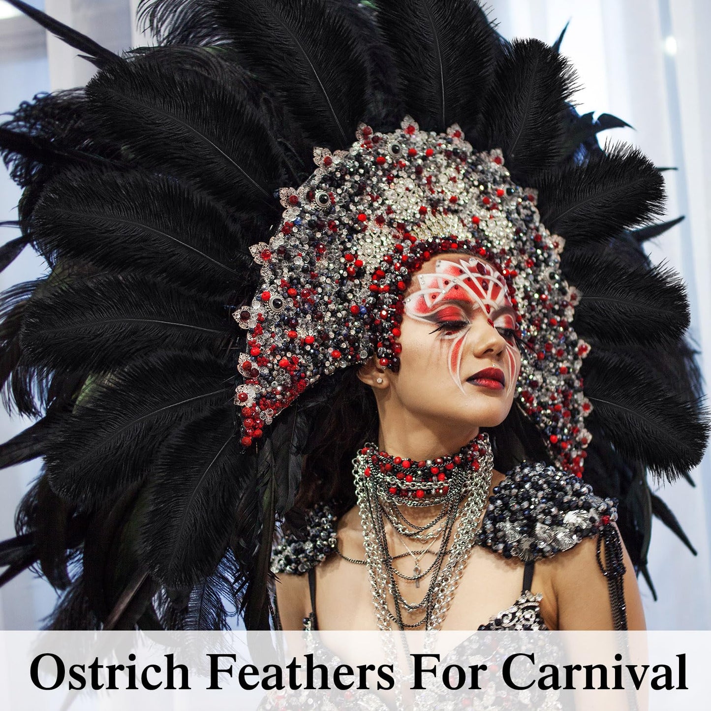 Crowye 100 Pcs Ostrich Feathers Bulk for Centerpieces Craft Ostrich Feathers for Masquerade Vase Wedding Party Home Costume Decorations (6-8 Inch,Black,White)