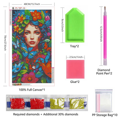 ARTGOTO Large Square Drill Diamond Art Painting Kits for Adults,15.7x27.5inch/40x70cm Woman B DIY Full Square Diamond Dots Large Size,Big Gem Art and Crafts for Home Wall Decor Gifts