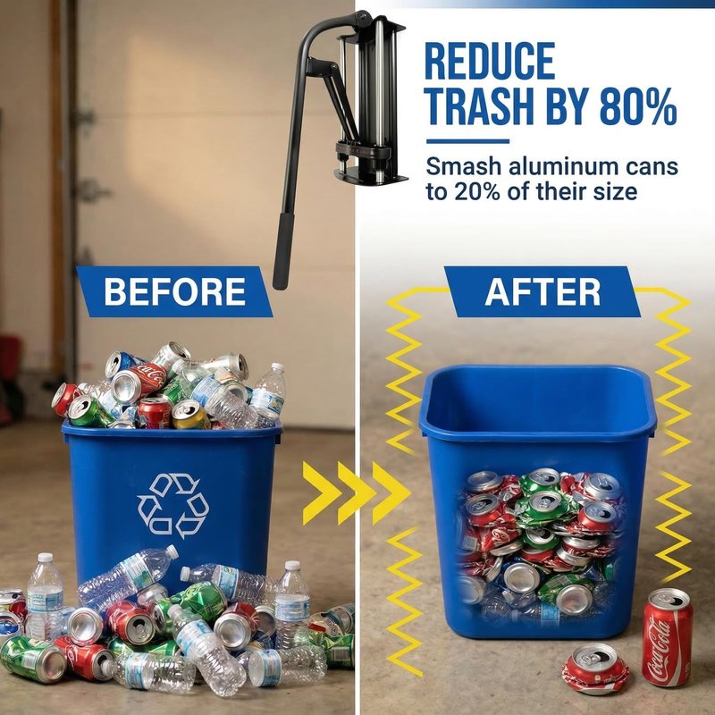 MasterCrush Wall Mounted Aluminum Can Crusher Heavy Duty – Tin and Plastic Bottle Smasher for Recycling (12oz/16oz/24oz/32oz)