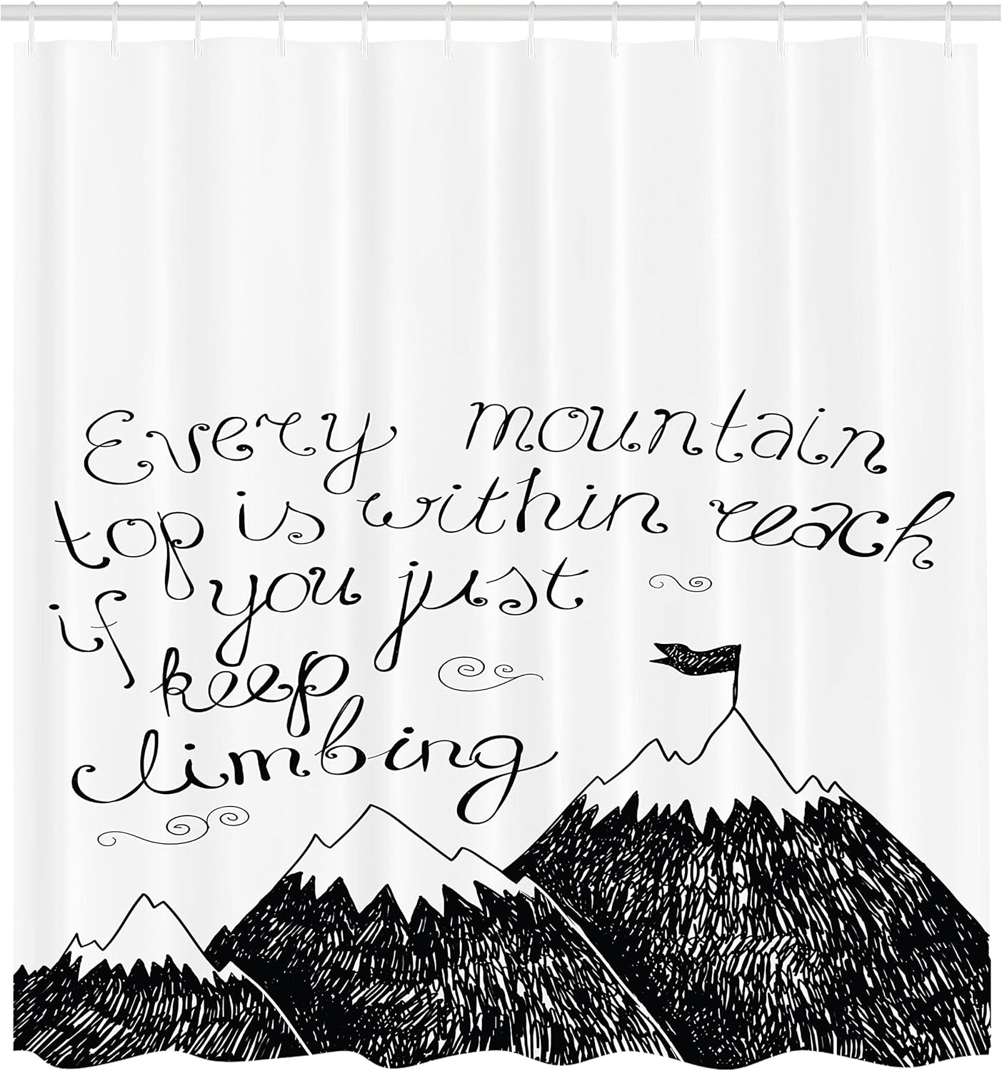 Ambesonne Wording Shower Curtain, Sketchy Mountains Hand Writing Style Letters, Cloth Fabric Bathroom Decor Set with