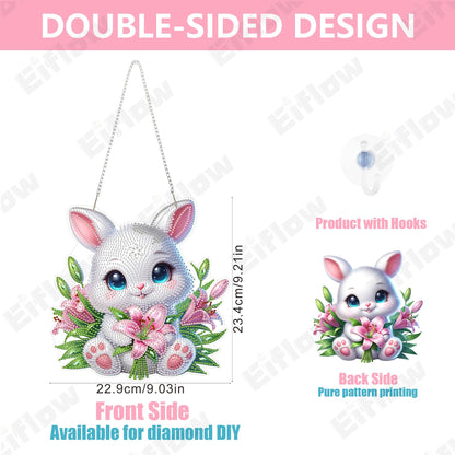 Eiflow Acrylic Diamond Art Hanging Kit for Adults, DIY Diamonds Painting Door Hanging Board Kit, Special Crystal Diamond Art Painting Pendant Ornament (Easter Rabbit)