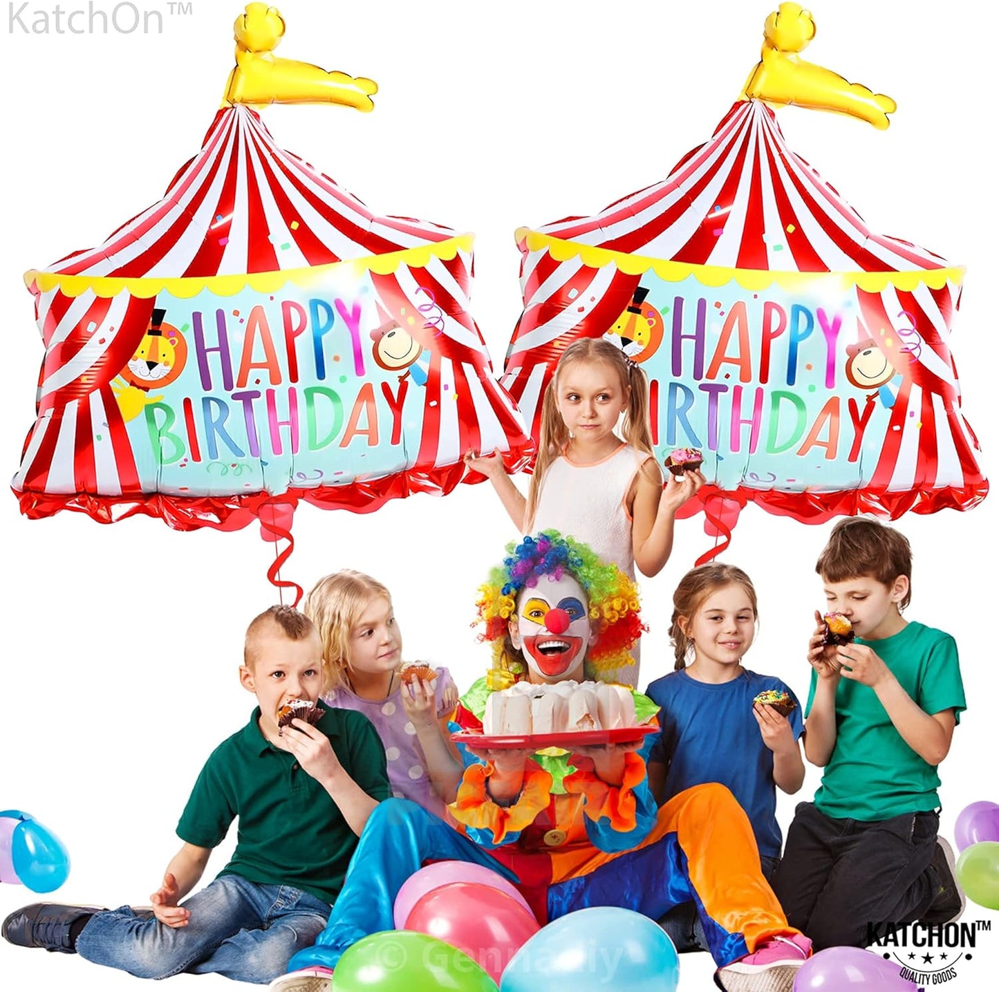 Katchon Circus Tent Carnival Balloons - Giant 30 Inch, Pack of 2, Carnival Theme Party Decorations