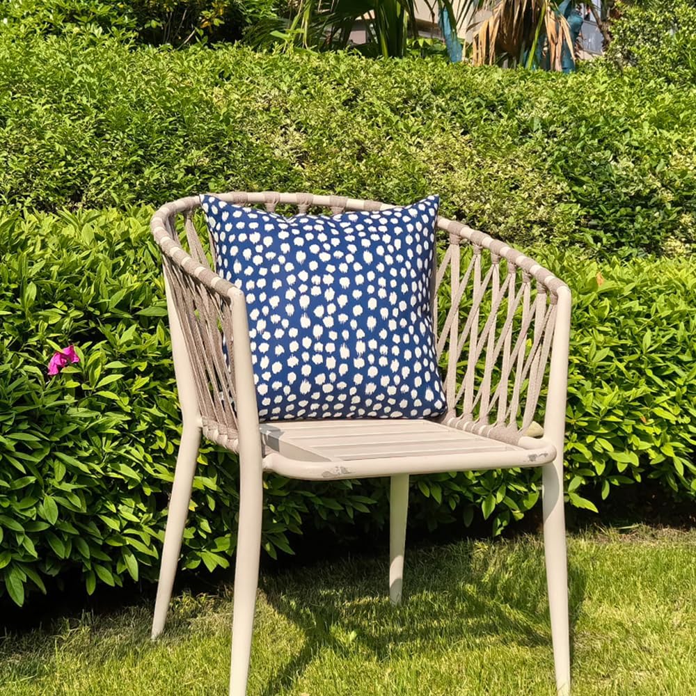 Outdoor Pillow Covers 18x18, Set of 2 Blue Polka Dot Waterproof Decorative Pillow Cases for Summer Outdoor Sofa Bed