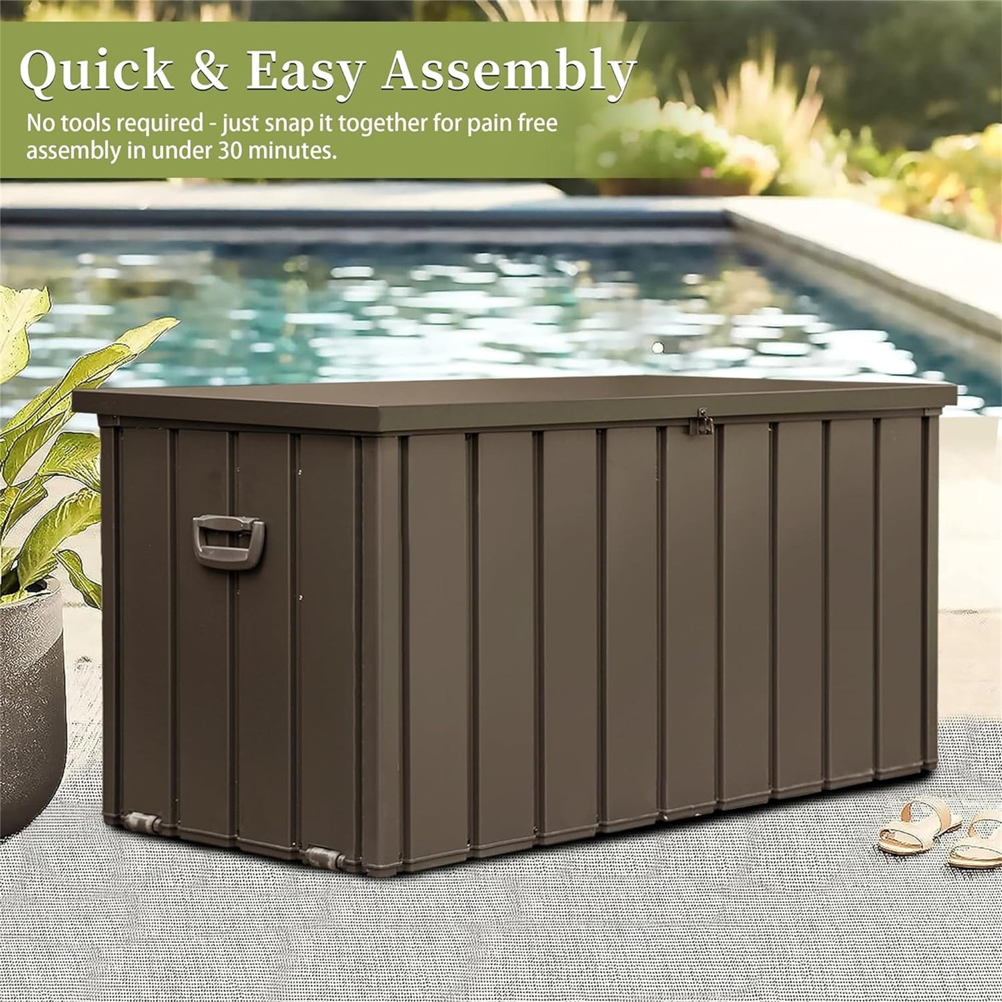 160 Gallon Outdoor Storage Deck Box – Waterproof & Lockable Large Patio Storage Bin with Durable Construction, Perfect for Cushions, Throw Pillows, Garden Tools & Outdoor Equipment, Dark Brown
