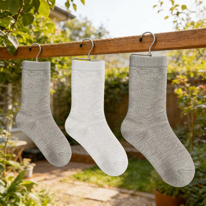 3 Pairs Metal Sock Blockers for Knitting - Stainless Steel Wire Sock Forms for Blocking, Drying & Display - Set of Small, Medium, Large Sizes (6 Pieces Total) with Hanger Hook