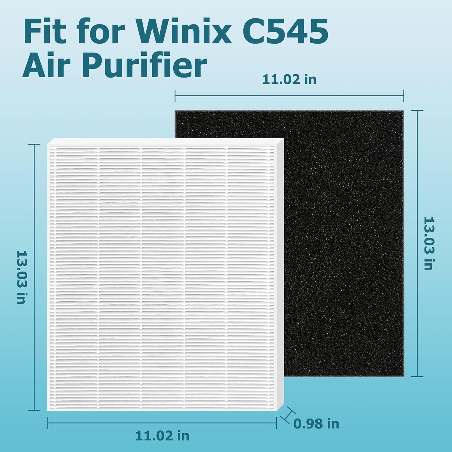 Improvedhand C545 Replacement Filter S for Winix C545 Air Purifier, 2 Pack H13 True Filter and 8 Activated Carbon