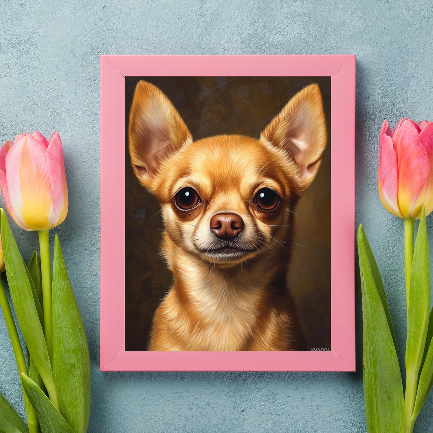 RGAJWIC DIY Chihuahua Dog Diamond Painting, Full Round Drill Kits Mosaic Art for Adults Festival Gift 12x16 Inch Relax and Home Wall Decor Chihuahua