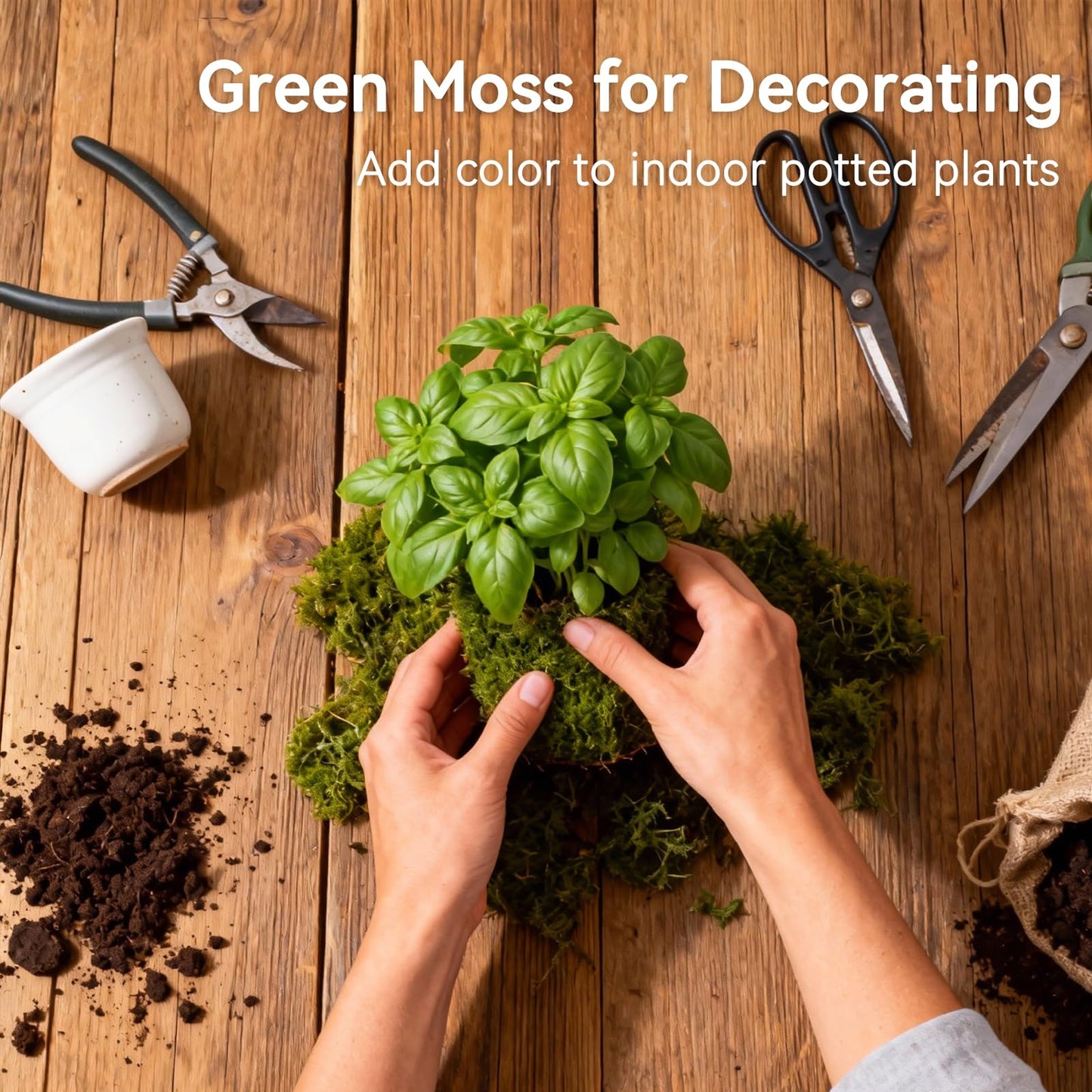 ZeeDix 8 oz Fake Green Moss for Crafts, Artificial Moss for Indoor Potted Plants, Decorative Moss for Table Centerpieces, DIY Projects, Fairy Garden, Wedding & Christmas Party Decor