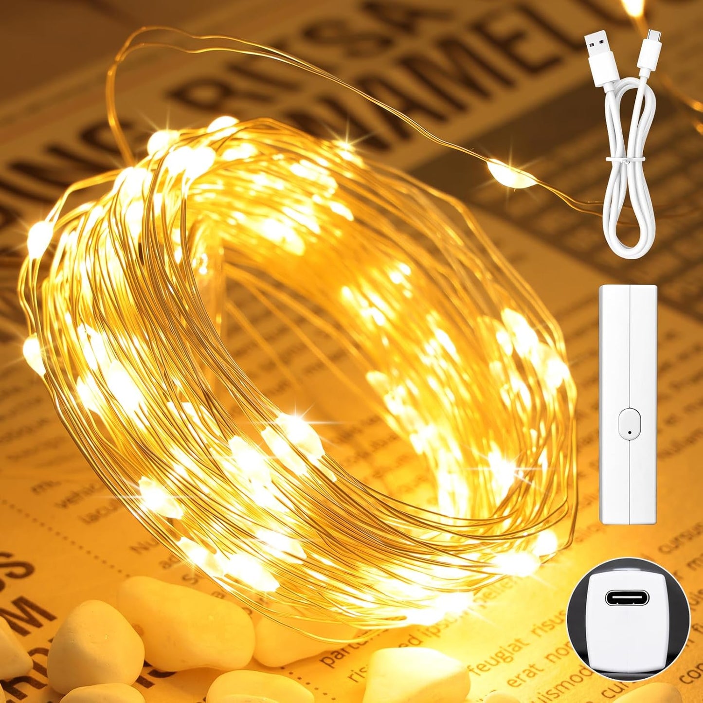 132FT(33 4) Lakumu * Fairy Lights Battery Operated, Rechargeable String Lights with Timer, LED Twinkle Lights