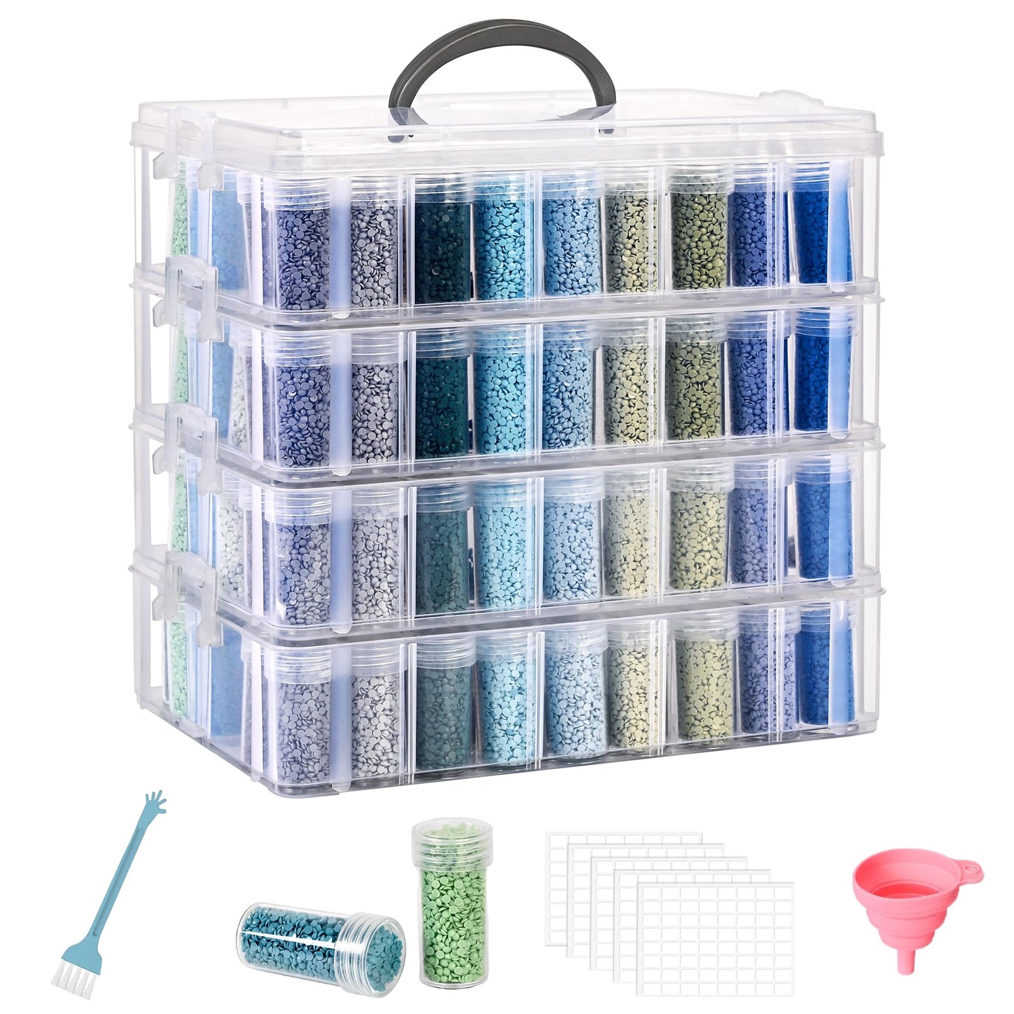 MERATIA Diamond Painting Storage Container, 4-Tier Bead Organizer Box with 200 Slots, Stackable Crafts Organizers for DIY Diamond Art Accessories Craft Jewelry Bead Storage