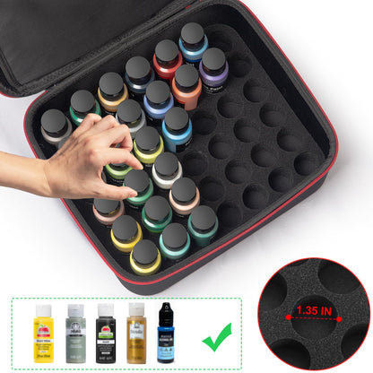 Acrylic Paint Organizer for 2 fl oz Bottles - Case for Apple Barrel/FolkArt/HissiCo - Storage for 42 Bottles, Craft Paint Organizer, Black