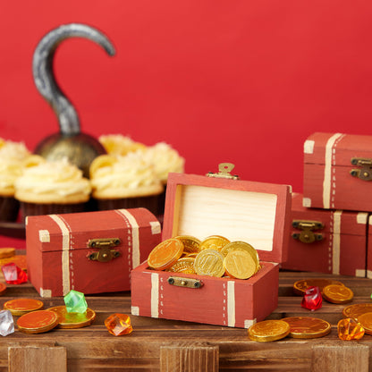 Bright Creations Baby Shower Decorations Mini Unfinished Wooden Treasure Boxes - 3.5 x 2.2 x 2 In, Brown, Pack of 12, Chest Style - Wooden Treasure Chest to Paint & Party Favors