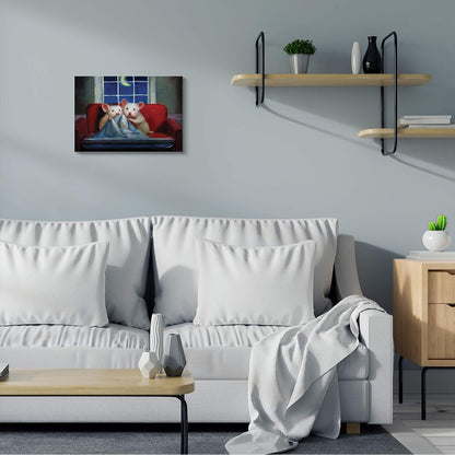 Stupell Industries House Mice Snuggling Under Blanket Watching TV, Canvas Wall Art by Lucia Heffernan