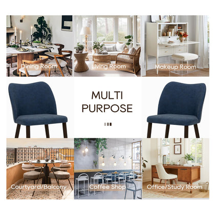 COLAMY Upholstered Dining Chairs Set of 4, Modern PU Leather Dining Room Kitchen Side Chair with Padded Seat and Wood Legs Restaurant/Cafe, Blue