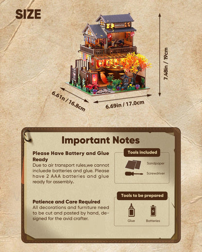 DIY Miniature House Kit, DIY Dollhouse Kit for Adults to Build, Mini Magic House Miniature kit, Model Building Book Nook Diorama Kit, Ideal Gifts for Birthday Christmas(Japanese Sushi House)
