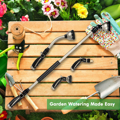 RESTMO 36” Long Watering Wand, Metal Garden Hose Wand with 180° Swivel Head and 10 Spray Patterns, 3ft Heavy Duty Hose Nozzle Sprayer with Thumb Flow Control, Ideal to Water Hanging Baskets, Shrubs