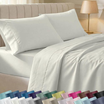 California Design Den Queen Sheet Set - 100% Soft Cotton, 400 Thread Count, Deep Pockets - Ivory
