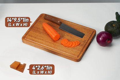 14 9.5 Inch Solid Teak Wood Cutting Board One Piece Non Glued Thick Crack Resistant Wooden Chopping Board