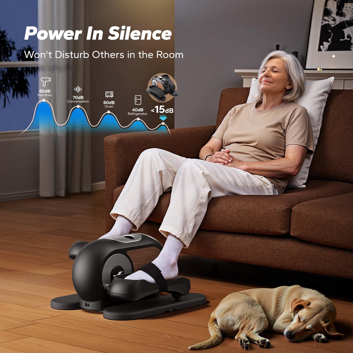 MERACH Under Desk Elliptical, Electric Ellipse Leg Exerciser as Seen on TV for Seniors with Remote Control & 12 Adjustable Speeds, Quiet Portable Seated Pedal Exerciser Machine for Home