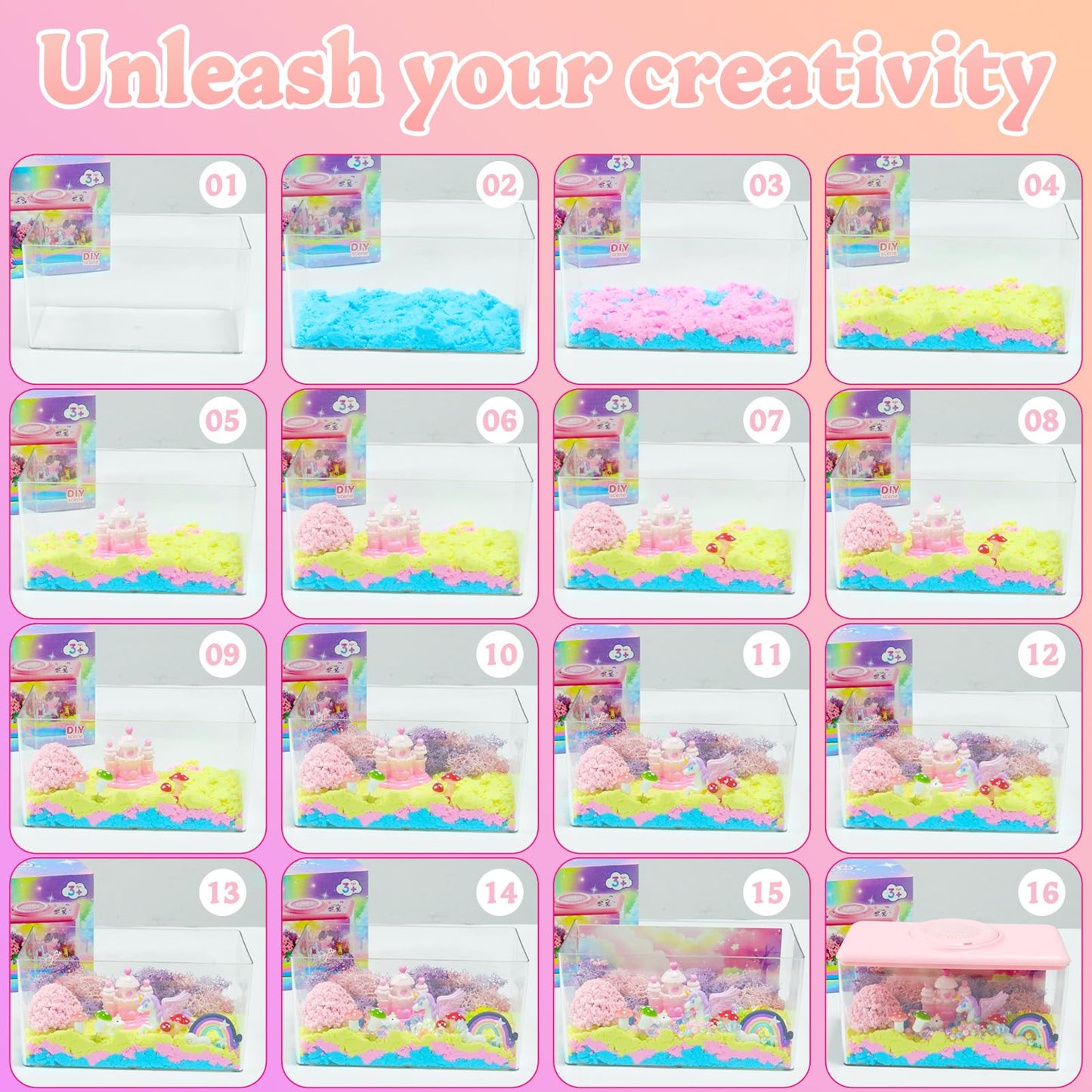HYASIA Unicorn Light-Up Terrarium Kit for Kids - Night Light with Remote & Music, DIY Arts and Crafts for Kids Ages 8-12, Perfect Birthday Hoilday Graduation Gifts for 4-12 Year Old Girls
