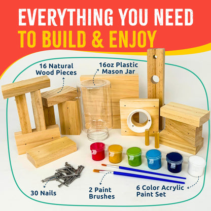 SparkJump Candy Dispenser Woodworking Kit – Complete STEM Building Kit for Kids with FSC-Certified Wood, Paints & Tools, DIY Gumball Machine Craft for Boys & Girls, Ages 6+