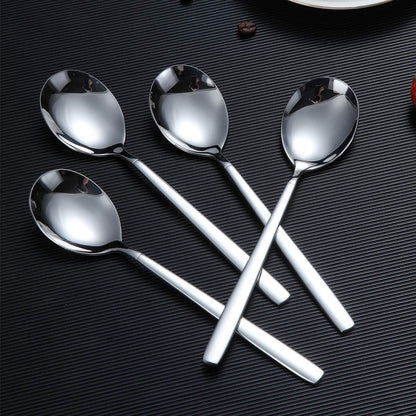 Berglander Dinnerware Set of 6 - Stainless Steel Soup Spoons, Modern Table Spoon Set, Dishwasher Safe