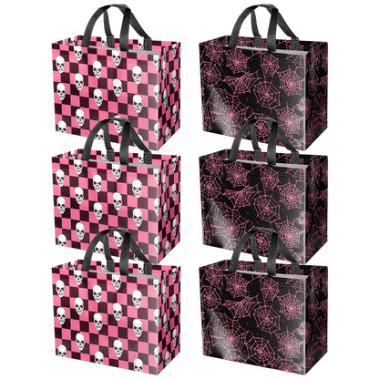 ysmile Halloween Reusable Bag Non Woven Tote Bag 12.6" Trick or Treat 2 Pack Party Supplies Skull Net Design