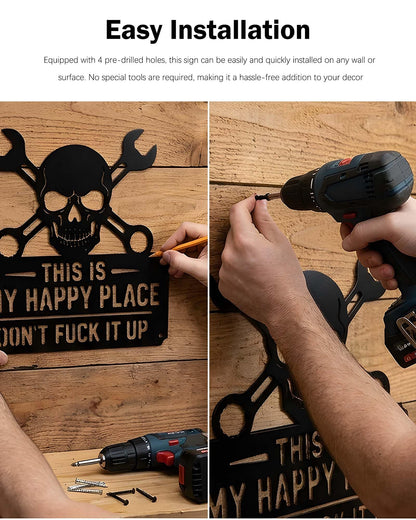 Positive Metal Skull Decor Sign - Rust-Proof & Anti-Fading Skull Wall Sign for Men, Father, Husband, and Skull Lovers -for Front Door, Garden, Garage, Living Room, and More (30cm)