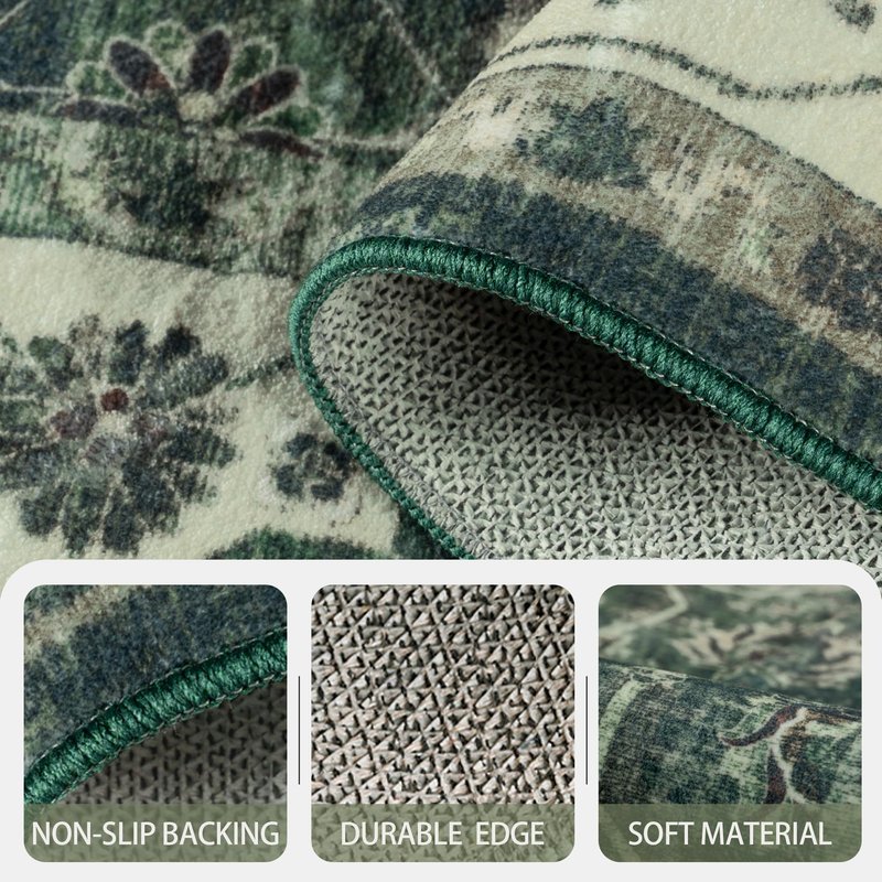 Woodbruy 5x7 Area Rugs, Soft Non Slip Low Pile Washable Rug, Boho Modern Rug for Living Room, Bedroom, Dining Room, Sage Green