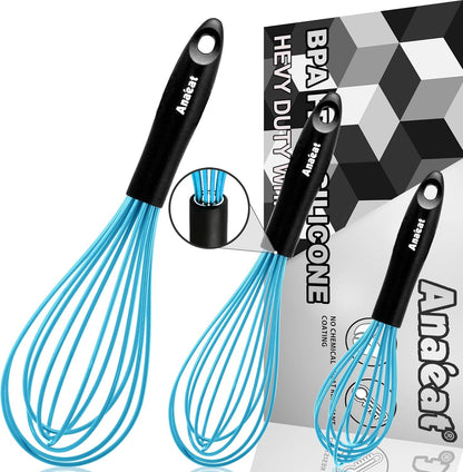 Anaeat Silicone Balloon Whisk - Perfect for Non-Stick Cookware, Heat Resistant Kitchen Whisks for Cooking and Baking