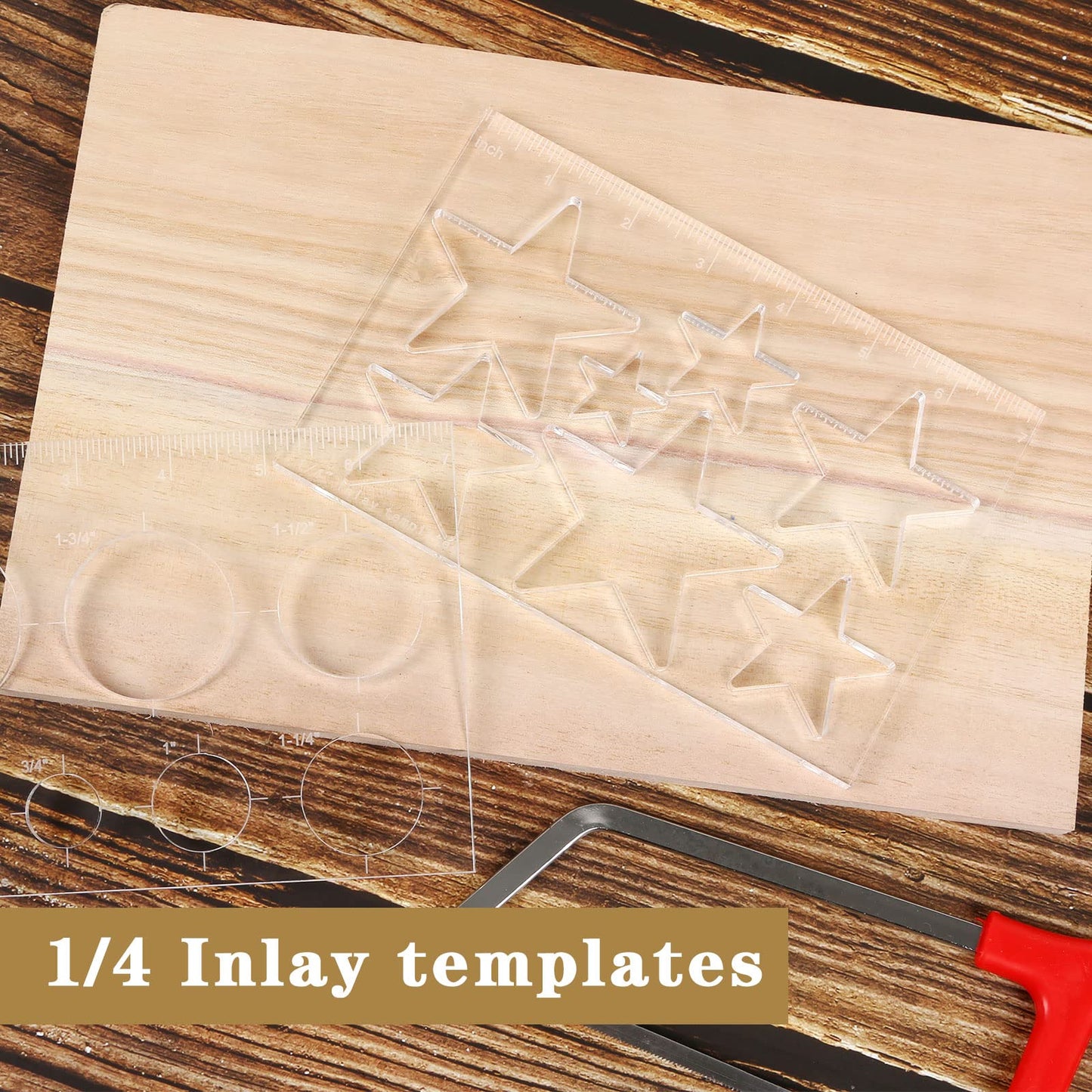 Pack of 2 Router Jig Template,Butterfly Inlay Templates Decorative Router and Decorative Templates for Woodworking (Circle Star 2 Piece)