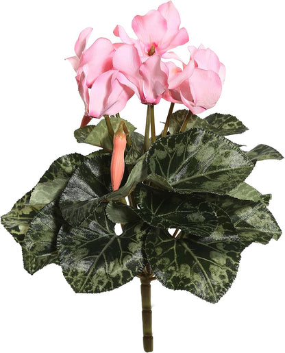Vickerman Everyday Artificial Light Pink Cyclamen Bush - 11" Long - Premium Faux Floral Decor for Wedding or Everyday