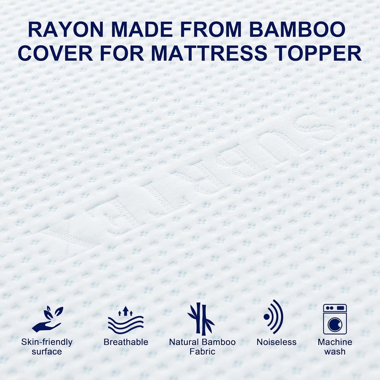 subrtex 3 Inch Mattress Topper Cover (Only Cover), Bamboo Removable Mattress Encasement with Zippers, Twin XL