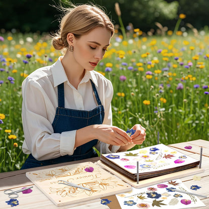 GTQYYF Flower Press Kit 11" x 11" Large Wooden Flower Presser, 10-Layer Flower Pressing Kit for Adults & Teens, DIY Wedding Bouquet Preservation, Dried Flower Art, Pressed Flower & Leaf Crafts