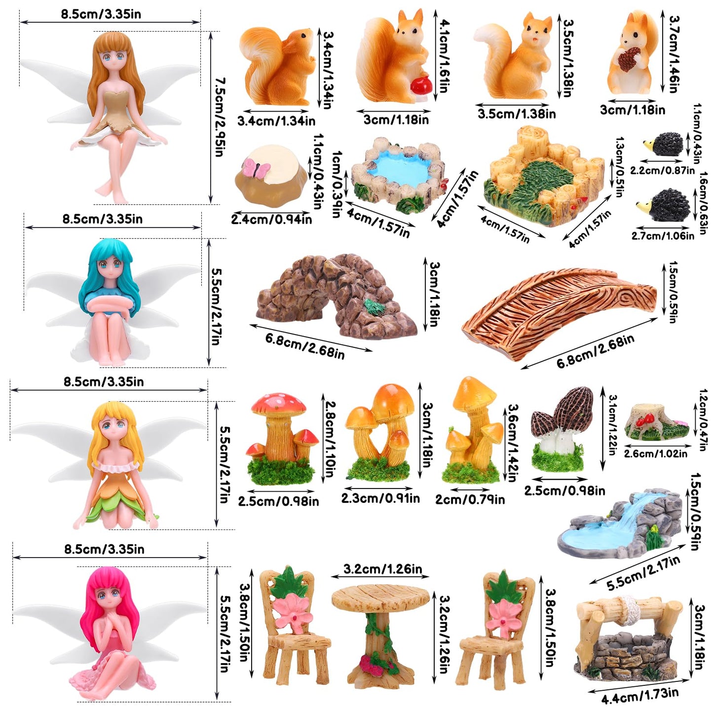 GGSTDDUP 25Pcs Fairy Garden Accessories, Miniature Garden Ornaments Landscape Decorations Mini Fairy Figures Animal Plant Furniture Set for DIY Terrarium Potted Plants Dollhouse Desk Decor
