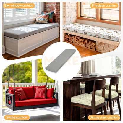 ROFIELTY Custom Bench Cushion for Indoor/Outdoor Furniture, Custom Sizes Waterproof Non-Slip High Density Foam Window