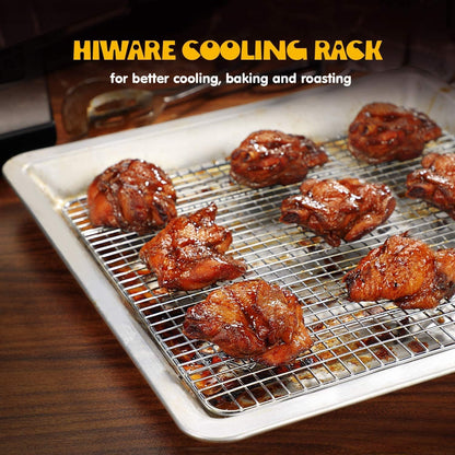 Hiware 2-Pack Cooling Racks for Baking, 10" x 15", Stainless Steel Wire Cookie Rack Fits Jelly Roll Sheet Pan