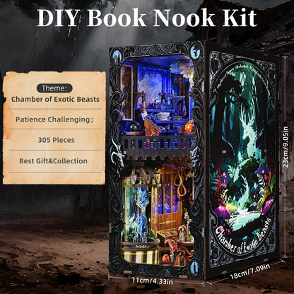 ETKVR Book Nook Kit - DIY Miniature House Dollhouse Kit 3D Puzzles for Adults, Gifts for Family and Friends Bookshelf Decor Tiny House Model Build with Dust Cover