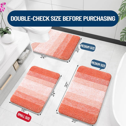OLANLY Bathroom Rugs - Extra Soft Microfiber Mat with Rubber Backing | Quick Dry, Machine Washable, Coral 34x21