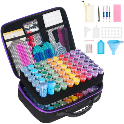 Douorgan Diamond Painting Storage Containers 120 Slots Accessories and Tools Portable Diamond Painting Organizer Shockproof Diamond Art Storage Case Beads Storage Box(120 Slots)
