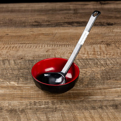ASIAN HOME Black Melamine Long Handle Spoons for Ramen, Soup, Hot Pot, Mixing, Stirring, 8.25 Inches (2 Spoons)