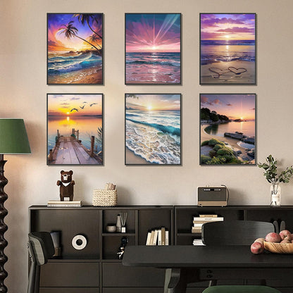 DOTSOPS Diamond Painting Kits Art Adults Painting Kit Crafts DIY 5D Diamond Art Packs Kits Full for Adults Beginner Home Wall Decoration Gift 11.8x15.7 Inches (6 Pack Beach)